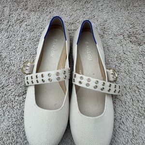 Rothy's Cream Flats with Studded Strap